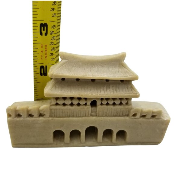 Vintage Hand-Carved Stone Asian Pagoda Netsuke Sculpture - Picture 9 of 12